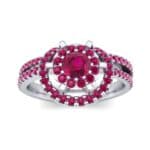 Reverse Split Shank Halo Ruby Engagement Ring (0.84 CTW) Top Dynamic View
