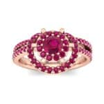 Reverse Split Shank Halo Ruby Engagement Ring (0.84 CTW) Top Dynamic View