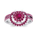 Reverse Split Shank Halo Ruby Engagement Ring (0.84 CTW) Top Dynamic View