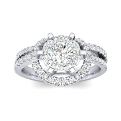 Reverse Split Shank Halo Diamond Engagement Ring (0.84 CTW) Top Dynamic View