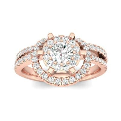 Reverse Split Shank Halo Diamond Engagement Ring (0.84 CTW) Top Dynamic View