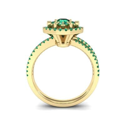 Reverse Split Shank Halo Emerald Engagement Ring (0.84 CTW) Side View