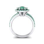 Reverse Split Shank Halo Emerald Engagement Ring (0.84 CTW) Side View