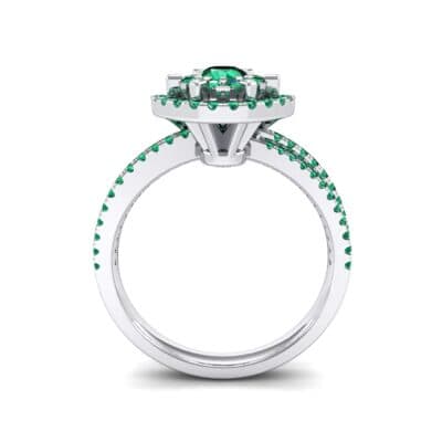 Reverse Split Shank Halo Emerald Engagement Ring (0.84 CTW) Side View