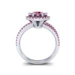 Reverse Split Shank Halo Ruby Engagement Ring (0.84 CTW) Side View