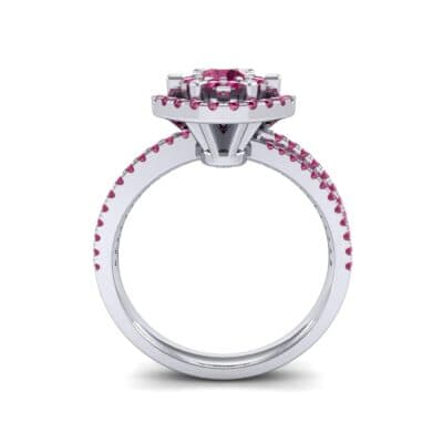 Reverse Split Shank Halo Ruby Engagement Ring (0.84 CTW) Side View