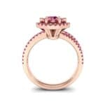 Reverse Split Shank Halo Ruby Engagement Ring (0.84 CTW) Side View