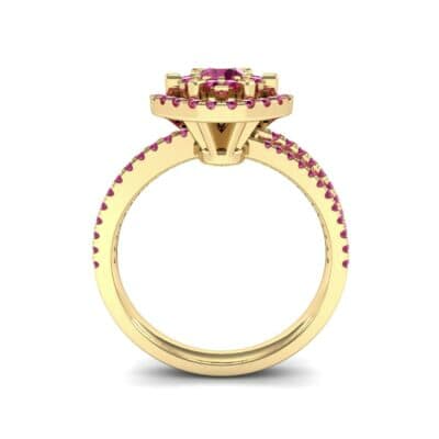 Reverse Split Shank Halo Ruby Engagement Ring (0.84 CTW) Side View