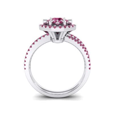 Reverse Split Shank Halo Ruby Engagement Ring (0.84 CTW) Side View