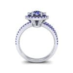 Reverse Split Shank Halo Blue Sapphire Engagement Ring (0.84 CTW) Side View