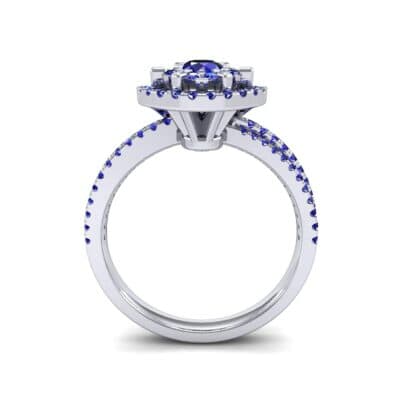 Reverse Split Shank Halo Blue Sapphire Engagement Ring (0.84 CTW) Side View