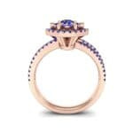 Reverse Split Shank Halo Blue Sapphire Engagement Ring (0.84 CTW) Side View