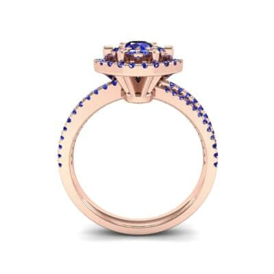 Reverse Split Shank Halo Blue Sapphire Engagement Ring (0.84 CTW) Side View