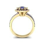 Reverse Split Shank Halo Blue Sapphire Engagement Ring (0.84 CTW) Side View