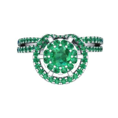 Reverse Split Shank Halo Emerald Engagement Ring (0.84 CTW) Top Flat View