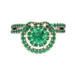 Reverse Split Shank Halo Emerald Engagement Ring (0.84 CTW) Top Flat View