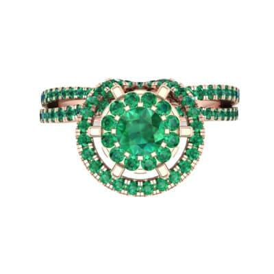 Reverse Split Shank Halo Emerald Engagement Ring (0.84 CTW) Top Flat View