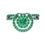 Reverse Split Shank Halo Emerald Engagement Ring (0.84 CTW) Top Flat View