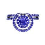 Reverse Split Shank Halo Blue Sapphire Engagement Ring (0.84 CTW) Top Flat View
