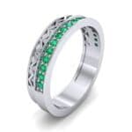 Half-Pave Lattice Emerald Ring (0.23 CTW) Perspective View