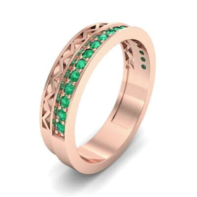 Half-Pave Lattice Emerald Ring (0.23 CTW) Perspective View