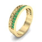 Half-Pave Lattice Emerald Ring (0.23 CTW) Perspective View