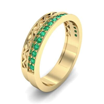Half-Pave Lattice Emerald Ring (0.23 CTW) Perspective View