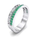 Half-Pave Lattice Emerald Ring (0.23 CTW) Perspective View