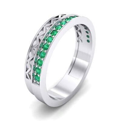 Half-Pave Lattice Emerald Ring (0.23 CTW) Perspective View