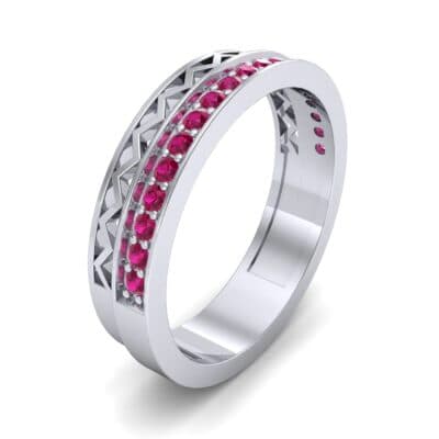 Half-Pave Lattice Ruby Ring (0.23 CTW) Perspective View