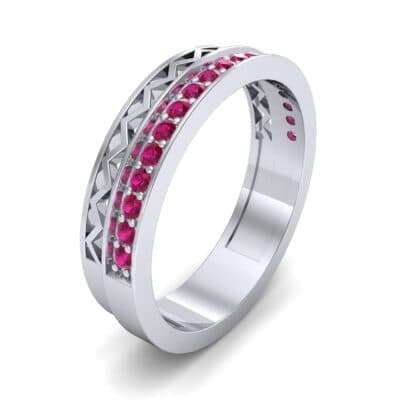 Half-Pave Lattice Ruby Ring (0.23 CTW) Perspective View