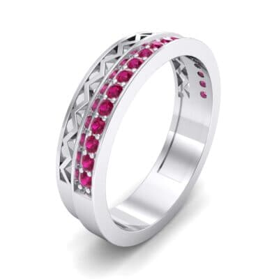 Half-Pave Lattice Ruby Ring (0.23 CTW) Perspective View