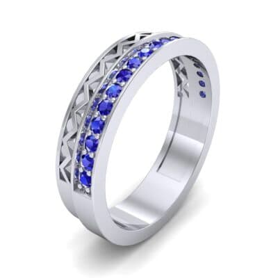 Half-Pave Lattice Blue Sapphire Ring (0.23 CTW) Perspective View