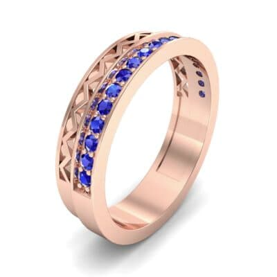 Half-Pave Lattice Blue Sapphire Ring (0.23 CTW) Perspective View