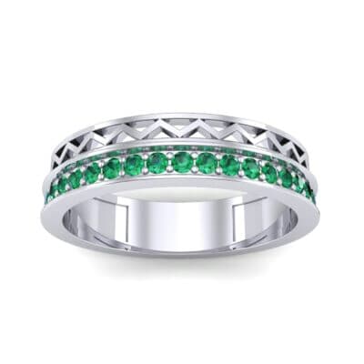 Half-Pave Lattice Emerald Ring (0.23 CTW) Top Dynamic View