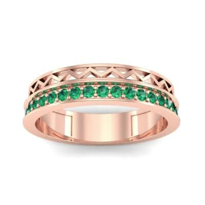 Half-Pave Lattice Emerald Ring (0.23 CTW) Top Dynamic View
