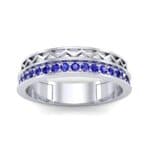 Half-Pave Lattice Blue Sapphire Ring (0.23 CTW) Top Dynamic View