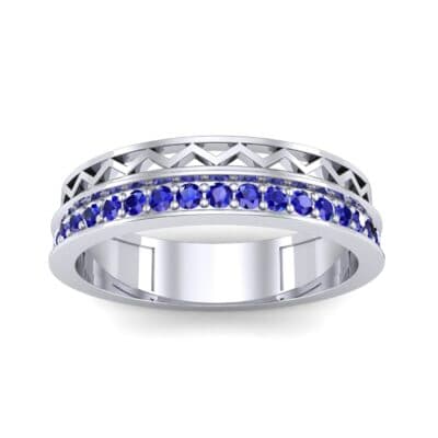 Half-Pave Lattice Blue Sapphire Ring (0.23 CTW) Top Dynamic View