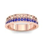 Half-Pave Lattice Blue Sapphire Ring (0.23 CTW) Top Dynamic View