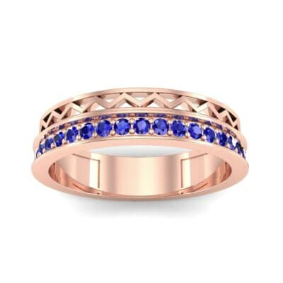 Half-Pave Lattice Blue Sapphire Ring (0.23 CTW) Top Dynamic View