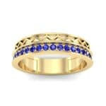 Half-Pave Lattice Blue Sapphire Ring (0.23 CTW) Top Dynamic View