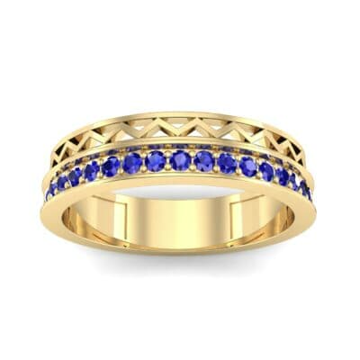 Half-Pave Lattice Blue Sapphire Ring (0.23 CTW) Top Dynamic View
