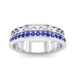 Half-Pave Lattice Blue Sapphire Ring (0.23 CTW) Top Dynamic View