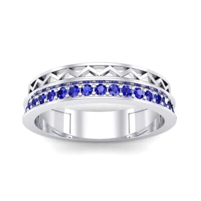 Half-Pave Lattice Blue Sapphire Ring (0.23 CTW) Top Dynamic View
