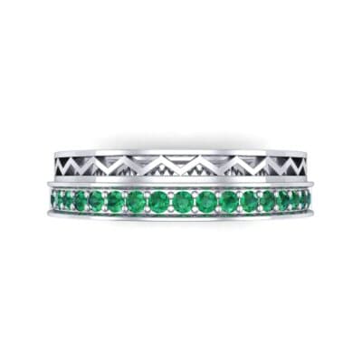 Half-Pave Lattice Emerald Ring (0.23 CTW) Top Flat View