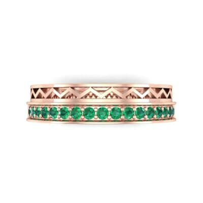 Half-Pave Lattice Emerald Ring (0.23 CTW) Top Flat View