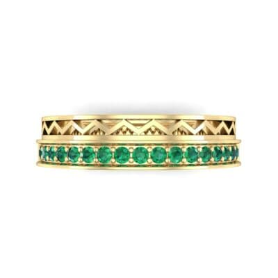 Half-Pave Lattice Emerald Ring (0.23 CTW) Top Flat View