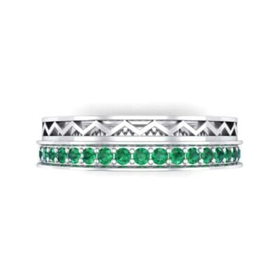 Half-Pave Lattice Emerald Ring (0.23 CTW) Top Flat View