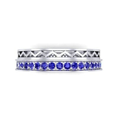 Half-Pave Lattice Blue Sapphire Ring (0.23 CTW) Top Flat View