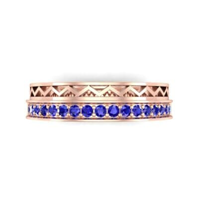 Half-Pave Lattice Blue Sapphire Ring (0.23 CTW) Top Flat View
